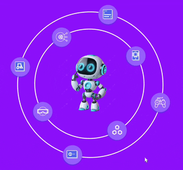 Central Robot with Orbital Icons